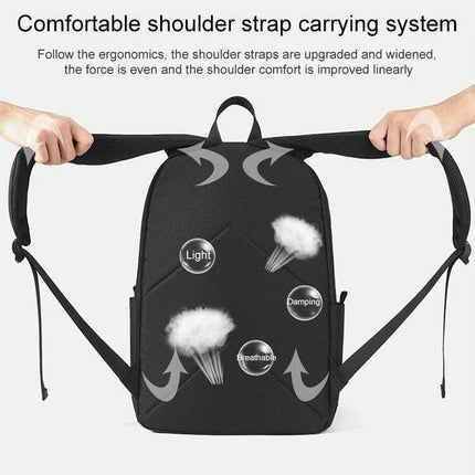 Oxford Laptop Backpack for Work, Study, and Travel - black ergonomic breathable padded shoulder straps with lightweight damping back panel