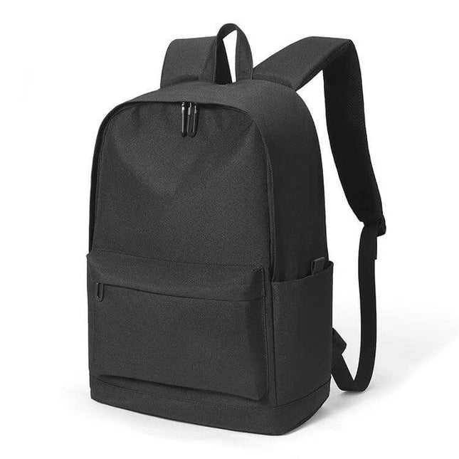 Oxford Laptop Backpack for Work, Study, and Travel - black Oxford fabric backpack with water-repellent finish, laptop compartment and zippered front pocket