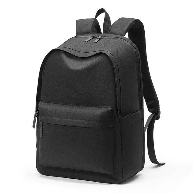 Oxford Laptop Backpack Water Repellent For Work And Travel - compact black oxford fabric laptop backpack with two-way zipper, padded straps and front pocket