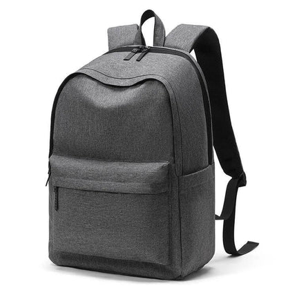 Oxford Laptop Backpack Water Repellent For Work And Travel - gray compact Oxford fabric laptop backpack with front pocket and two-way zipper