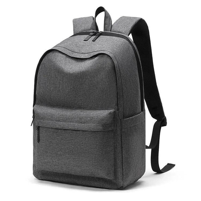 Oxford Laptop Backpack Water Repellent For Work And Travel - gray compact Oxford fabric laptop backpack with front pocket and two-way zipper