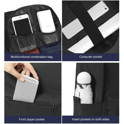 Oxford Laptop Backpack for Work, Study, and Travel with multi-layer compartments, computer pocket, front zipper and side insert pockets