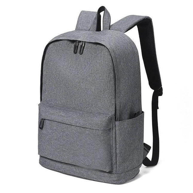 Oxford Laptop Backpack for Work, Study, and Travel - grey Oxford fabric backpack with padded straps, water-repellent finish, two-way zipper and front pocket