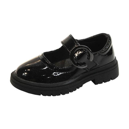 Peasy Princess Girls Soft Bottom Shoes Size 26 Black patent Mary Jane with soft TPR sole for school and dress occasions