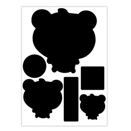 Self-Adhesive Patch Stickers for Nylon Down Jacket Repairs - black peel-and-stick bear and geometric nylon repair patches on white backing