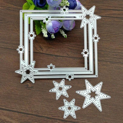 Pentagram Border Cutting Die For Scrapbooks And Cards - carbon steel star border die set 12×10.9cm for scrapbooks and cards