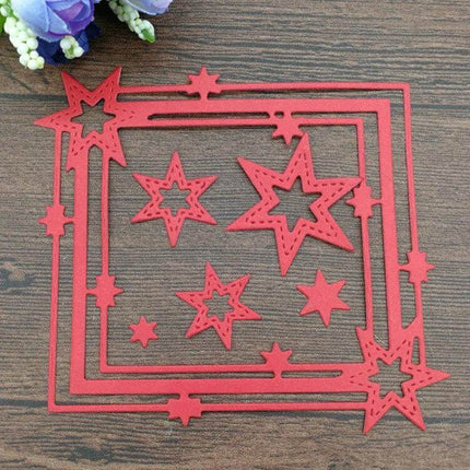 Pentagram Border Cutting Die For Scrapbooks And Cards - red carbon steel star border die 12x10.9 cm for scrapbooks, cards, photo albums and paper crafts