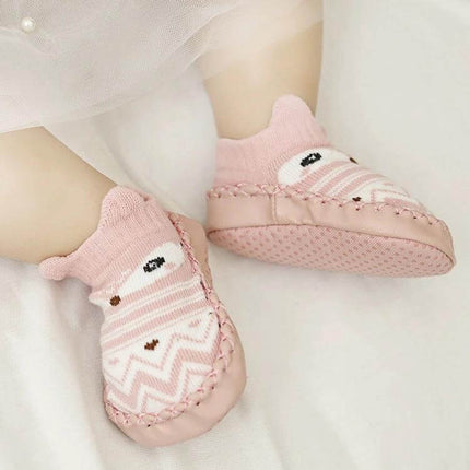 Baby Floor Socks With Non Slip Soles For Daily Comfort - pink combed cotton jacquard ankle socks with non-slip dotted soles for crawling babies