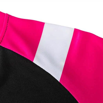 Cycling Jersey For Spring And Autumn Breathable Sweat Wicking Fit - close-up of breathable mesh underarm panel and pink white stripe sleeve