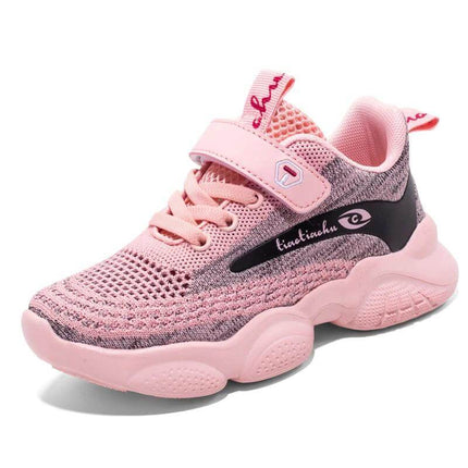 Tiger Boys Sneakers Velcro Closure for Everyday Play - pink breathable mesh kids shoe with adjustable velcro strap and lightweight MD sole