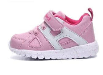 Toddler Breathable Non Slip Velcro Sports Shoes Ages 1 To 3 - pink toddler sneaker with breathable PU upper, 3D non-slip sole and easy Velcro for daycare
