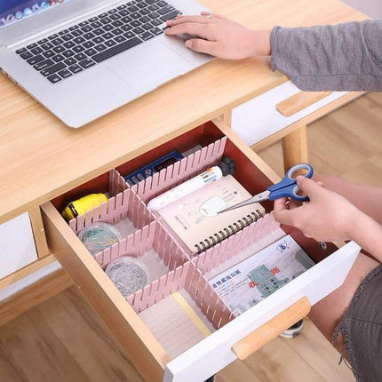 Plastic Drawer Dividers, 4-Piece Pack, 37x7 cm For Drawer Organization - pink modular dividers organizing stationery in desk drawer
