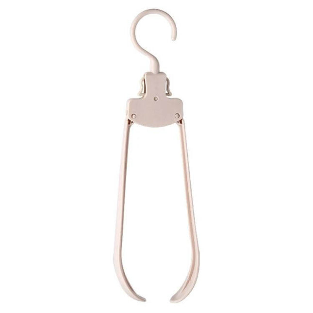 Plastic Travel Folding Clothes Hanger With Wide Shoulders compact foldable PP hanger for travel, unfolds to 42×16cm, folds to 31×9cm for packing