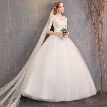 Plus Size Wedding Dress For Photo Studio Occasions - puff skirt, deep V-neck bodice, organza cotton blend ideal for bridal portraits and studio fashion shoots