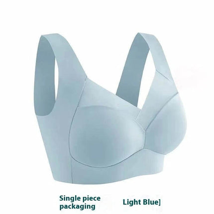 Plus Size Wireless Seamless Ice Silk Bra With Adjustable Straps light blue wireless seamless ice silk bra with adjustable straps, full-coverage, smooth back, breathable
