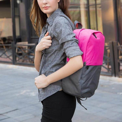 POFOKO 13.3 Inch Laptop Backpack Color Matching S Size pink-gray compact polyester school and travel backpack on woman