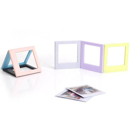 Polaroid Square Photo Frame Magnetic Building Blocks Fridge Magnet showing pastel modular frames on a white surface with square Polaroid photos