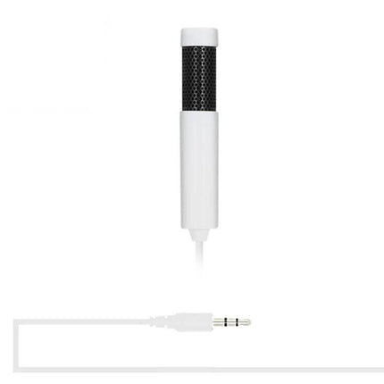 Portable Condenser Microphone For Streaming And Recording compact white desktop condenser mic with noise-cancellation and 3.5mm jack for streaming
