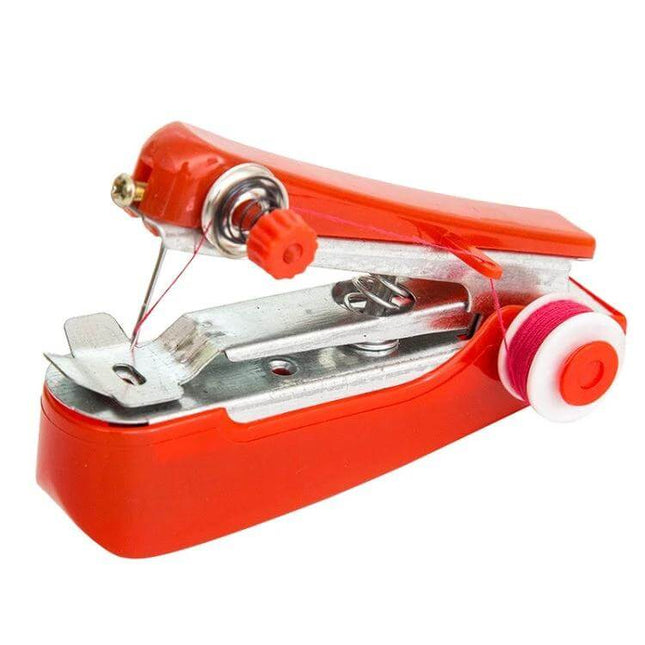 Portable Mini Handheld Sewing Machine 11x7 Cm For Quick Repairs compact red handheld stitcher for quick garment repairs, 11x7 cm, lightweight 85 g