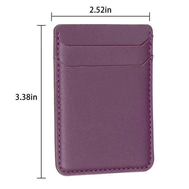 PU Leather Card Holder For Phone Back Sticker With Card Slots - purple slim adhesive card holder 2.52x3.38in with two card slots