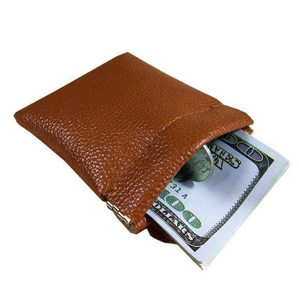 PU Leather Coin Purse 8x10 Cm Small Wallet For Everyday Use - brown compact open-top coin pouch holding cash and coins