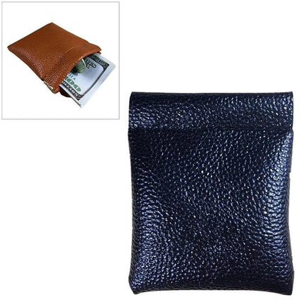 PU Leather Coin Purse 8x10 Cm Small Wallet For Everyday Use - compact black textured open-top coin pouch for bills and change