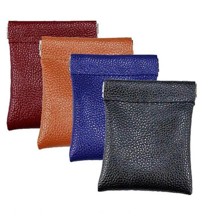 PU Leather Coin Purse 8x10 Cm Small Wallet For Everyday Use - compact textured leather coin pouch in black, blue, tan, and burgundy