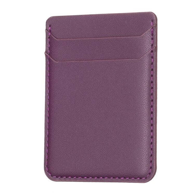 PU Leather Card Holder For Phone Back Sticker With Card Slots purple PU leather sticker wallet with two card slots slim adhesive phone pocket