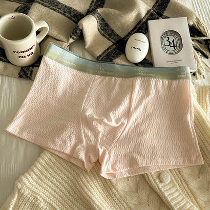 Pure Cotton Antibacterial Four Corner Shorts For Adults Size L - light pink breathable 100% cotton mid-rise everyday boxers