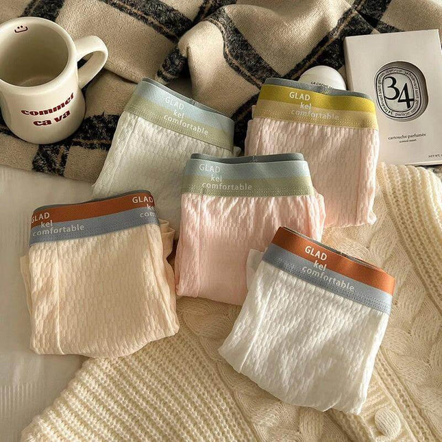 Pure Cotton Antibacterial Four Corner Shorts For Adults Size L - pastel cotton four-corner shorts styled on blanket, breathable antibacterial 100% cotton