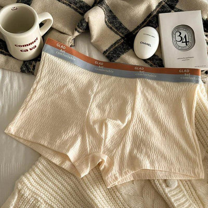 Pure Cotton Antibacterial Four Corner Shorts For Adults Size L beige breathable 100% cotton mid-rise everyday lounge shorts