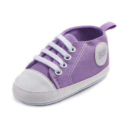 Canvas Baby First Walker Soft Sole Sneakers For Toddlers purple cotton canvas baby shoe with anti-slip soft sole for first steps