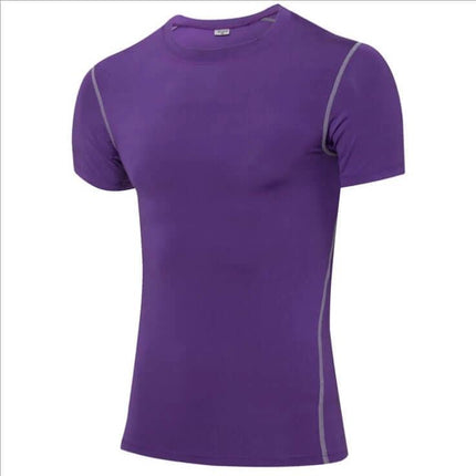 Cotton Quick Dry Sport Shirt For Everyday Training And Casual Wear - purple short-sleeve moisture-wicking cotton blend top for gym and runs