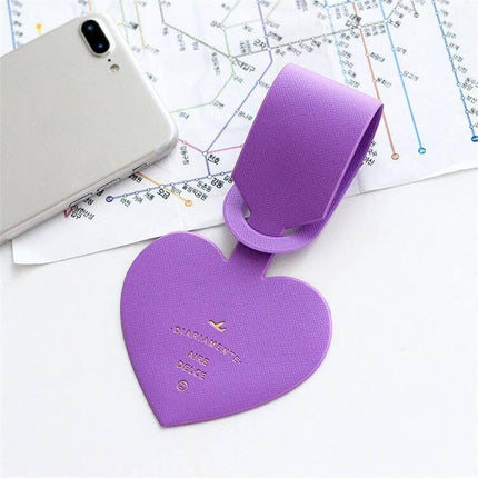 Love Shape Luggage Tag Plastic For Travel And Business Abroad purple heart-shaped durable plastic ID tag compact 85×238mm for international and corporate trips