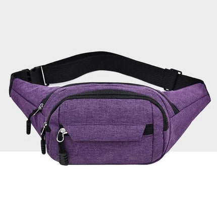 Crossbody Chest Bag With Multi Function Pockets For Everyday Use - purple Oxford cloth compact travel and shopping organizer, 28x14x10cm