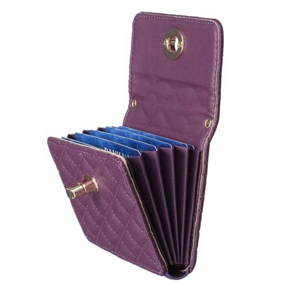 Phone Back Card Holder With Metal Buckle Thin And Lightweight slim purple PU leather card organizer attached to phone case