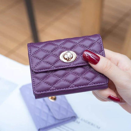 Phone Back Card Holder With Metal Buckle Thin And Lightweight slim purple PU leather card pocket with metal buckle attached to phone case