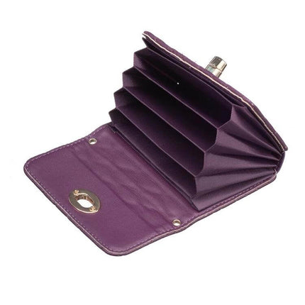 Phone Back Card Holder With Metal Buckle Thin And Lightweight slim purple PU leather card wallet with metal buckle, adhesive phone-back card pocket