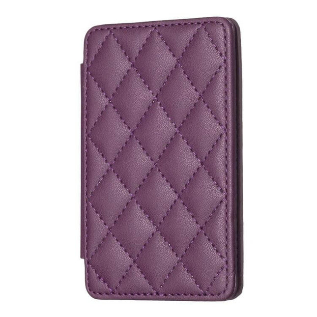 Rhombus Pattern Card Holder For Phone Back Keeps Cards Handy - purple PU leather slim phone card holder with quilted rhombus pattern