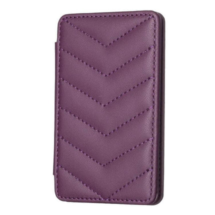 Wave Pattern Card Bag For Phone With Card Slots Everyday Use - purple PU leather slim card wallet with magnetic snap and adhesive back