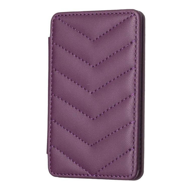 Wave Pattern Card Bag For Phone With Card Slots Everyday Use - purple PU leather slim card wallet with magnetic snap and adhesive back