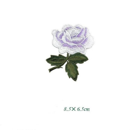 Rose Embroidery Patch Set For Clothes And Accessories - 8.5x6.5cm lavender rose rayon embroidered patch for jackets, bags, hats and sneakers