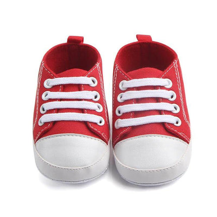 Canvas Baby First Walker Soft Sole Sneakers For Toddlers red cotton canvas soft sole baby shoes for first steps, anti-slip breathable indoor/outdoor