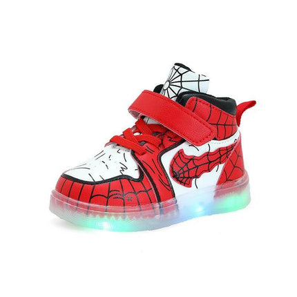 Led Light-Up Leather Sneakers Blue for Everyday Play red toddler LED sneakers with Velcro straps and light-up PVC outsole