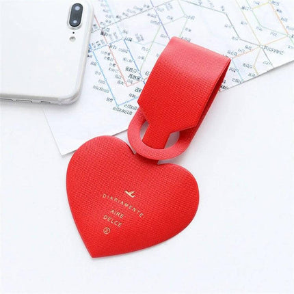Love Shape Luggage Tag Plastic For Travel And Business Abroad red heart-shaped durable plastic tag for international and corporate travel