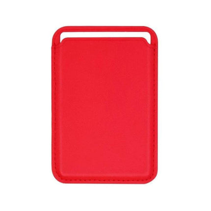 MagSafe Leather Wallet Card Case Holster For iPhone slim red PU wallet holds up to 3 cards and cash, magnetic, anti-demagnetization, wireless charging compatible