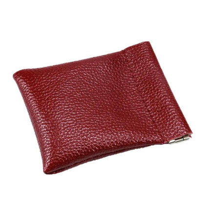 PU Leather Coin Purse 8x10 Cm Small Wallet For Everyday Use - red textured compact open-top coin pouch for pockets and handbags
