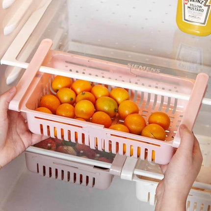 Refrigerator Storage Box 18.5x16.5x8.3cm For Fridge Organization - pink PP fridge organizer holding small oranges to reduce clutter