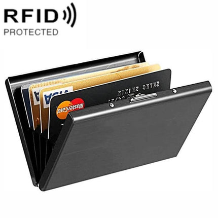 RFID Anti Theft Aluminum Card Case for Business Cards holding multiple bank and business cards in a slim metallic protective wallet