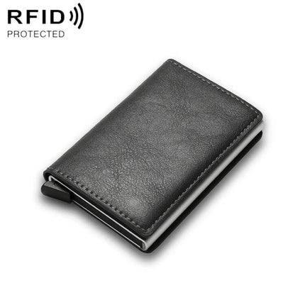 RFID Carbon Fiber Wallet for Men With Money Clip slim black aluminum shell with PU leather and money clip, RFID protected